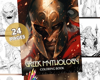 Greek Mythology Coloring Book: 24 Gods and Goddesses (PDF & PNG)