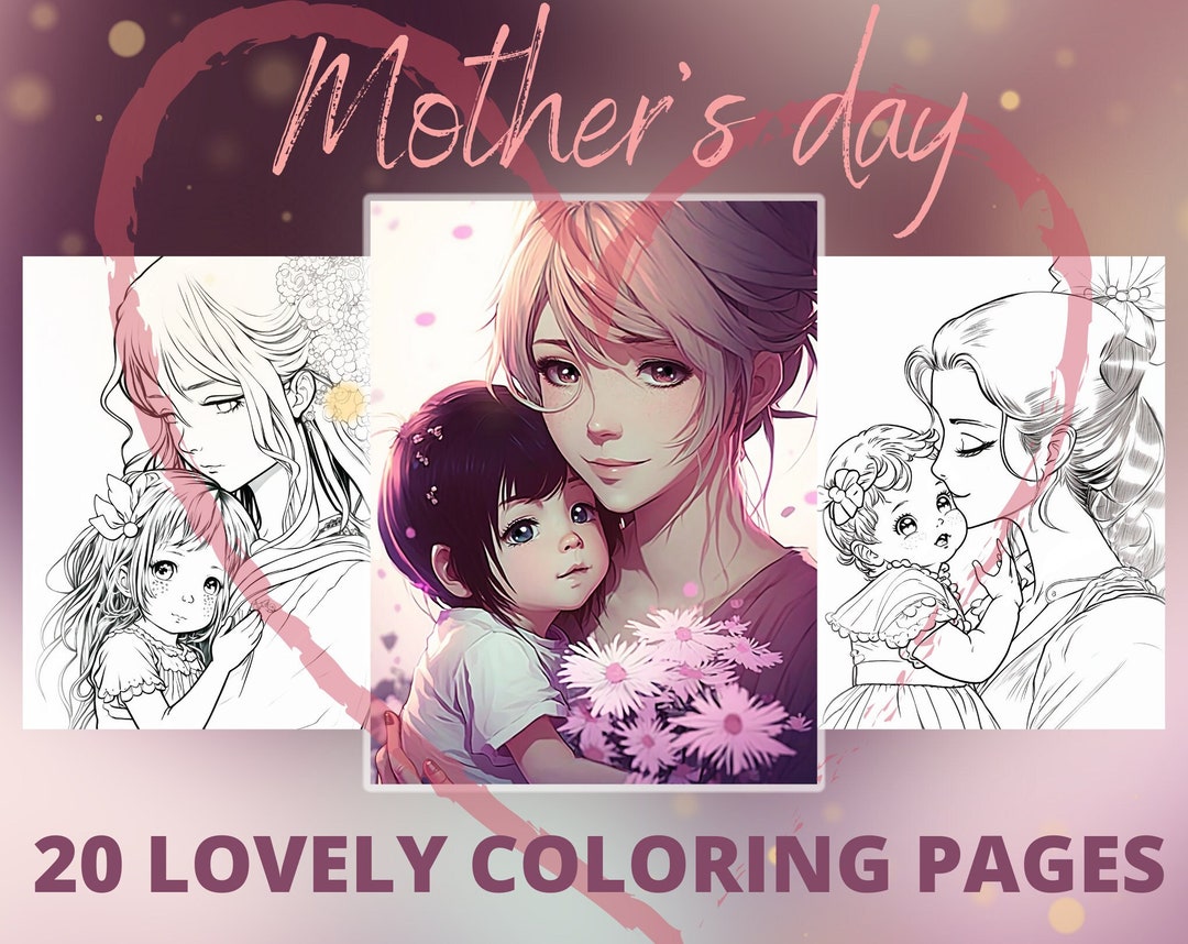 Mother's Day Coloring Pages Adults & Kids, Instant Download, 20