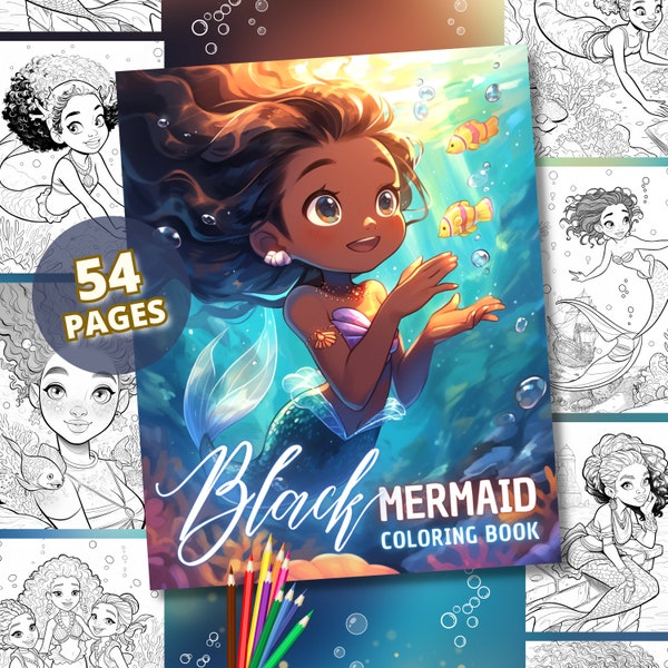 Black Mermaid Coloring Book | Celebrating Diversity and Fantasy Under the Sea, Underwater, Black Kids, Instant Download