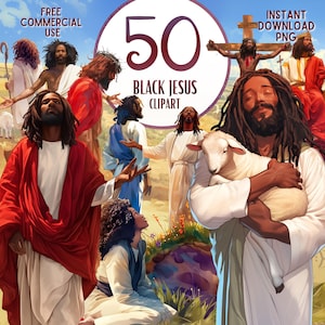 Zwarte Jezus Christus-clipart | Religieus png, kerstmis, paaschristelijk, kunst aan de muur, sublimatie-illustraties, stickers, mokken, direct downloaden