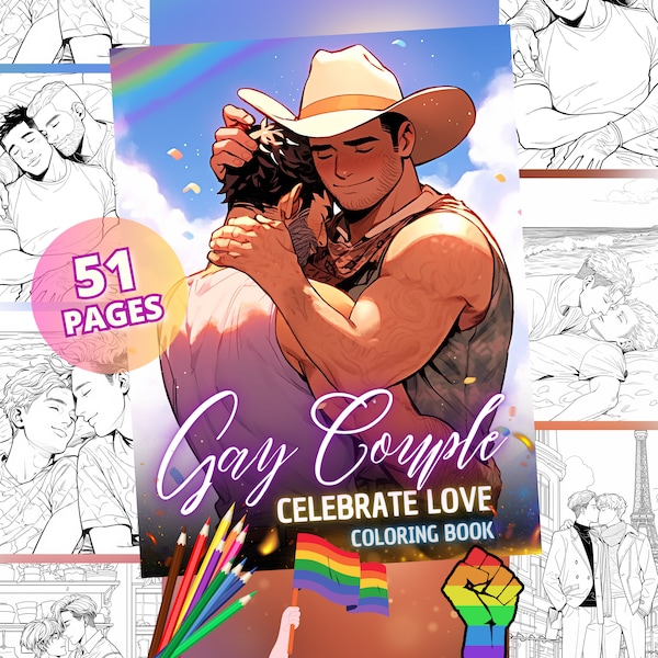 Beauty of Gay Love : Coloring Book for Adults, Gay couples, LGBT art, Gift idea for Valentine's Day