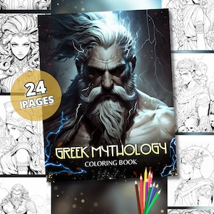 Greek Mythology Vol.01, Coloring Pages For Adults | 24 Gods and Godesses, Coloring Book for Adult, Instant Download
