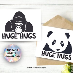 2 Tarjetas motivacionales - Abrazos Enormes Blanco y Negro - digitales e imprimibles