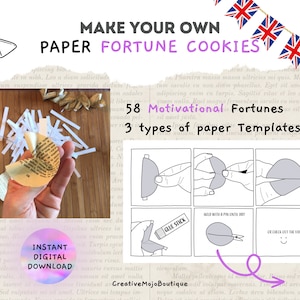 GALLETAS DE LA FORTUNA DE PAPEL Imprimibles + 58 fortunas motivacionales y plantillas de papel