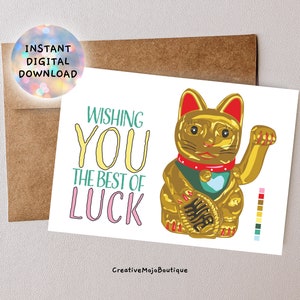 Lucky Maneki Neko - biglietto felice stampabile digitale