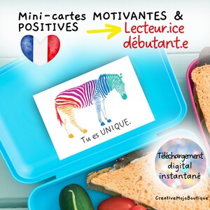 48 Mini-cartes d’affirmations positives pour enfants -LECTEUR.ICE DÉBUTANT.E - amour, confiance en soi - prêtes à être imprimées.