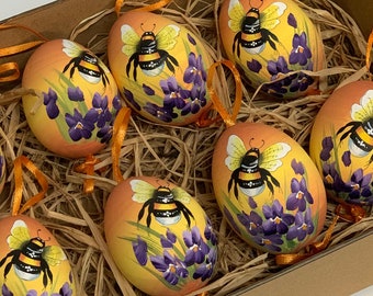 Bumblebee, Ladybug, Unique Egg Art - Perfect for Easter and Beyond! Handmade Slavic Egg Art - Easter Egg Decorations - Kraslice & Pysanky