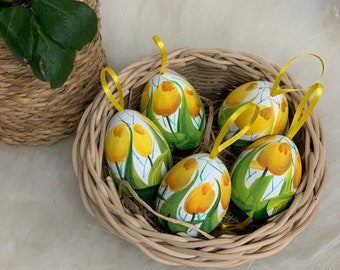 Bloemen, roos, tulp, viooltjes - Echt kippenei - Handgemaakte Slavische eierkunst - Paaseidecoraties - Kraslice & Pysanky - Gratis verzending