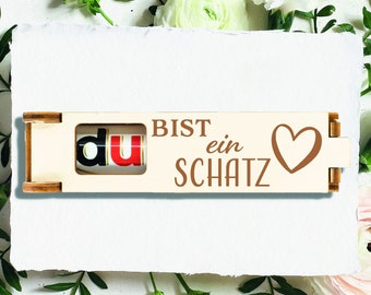 Du bist ein Schatz, Geschenkbox Graviert + Duplo,