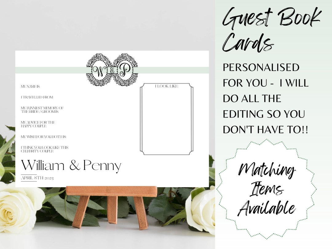 Elegant Wedding Guest Book Cards in Minimalist Style With Etsy