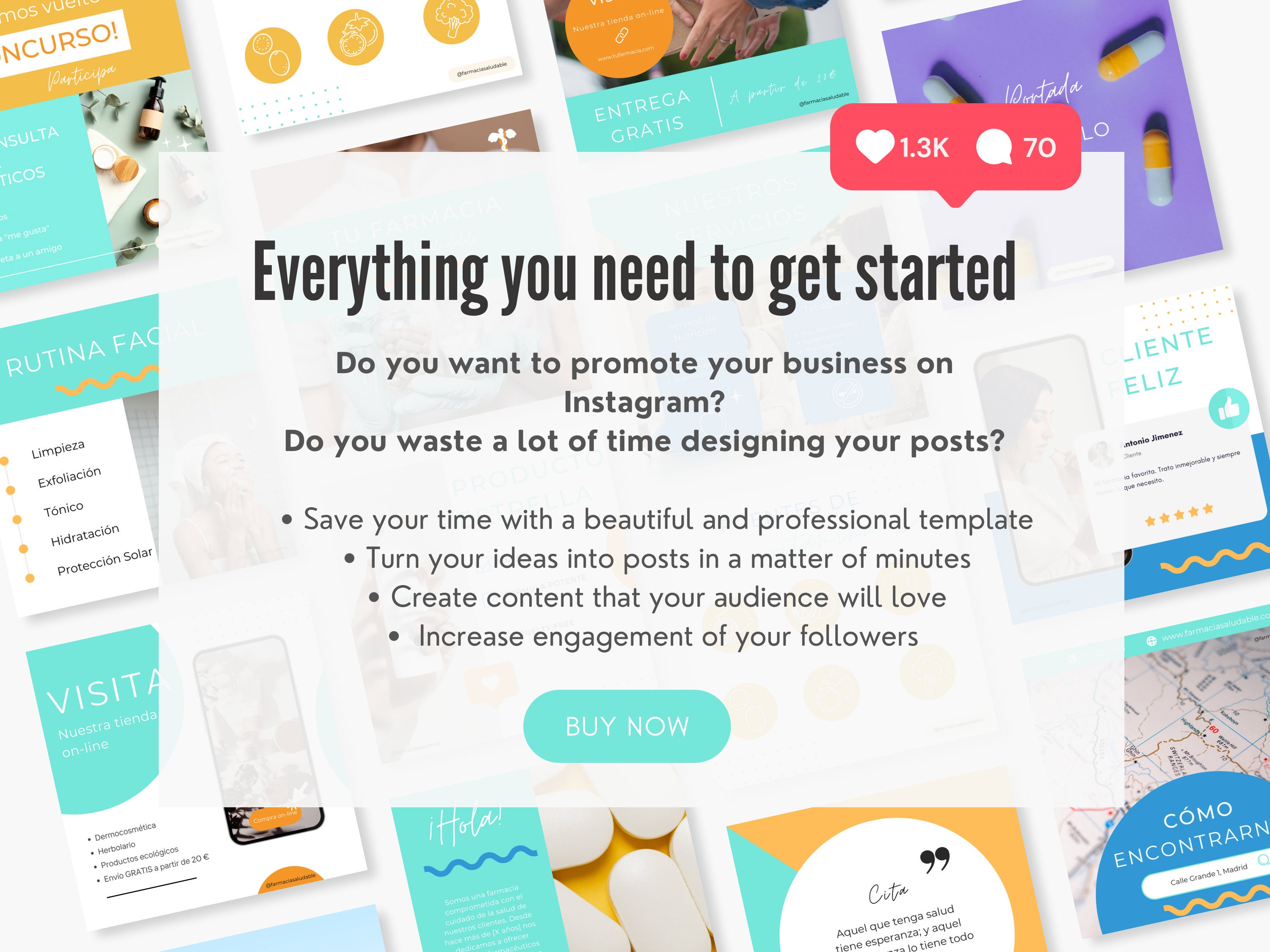 Canva Instagram Template for Your Pharmacy L 2 Sizes   FREE Carousel