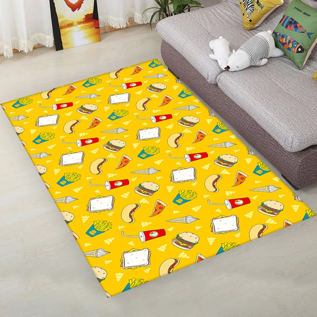 Fast Food Rug, Ice Cream Rug, Burger Rug, Pizza Rug, Fries Rug, Kitchen ...