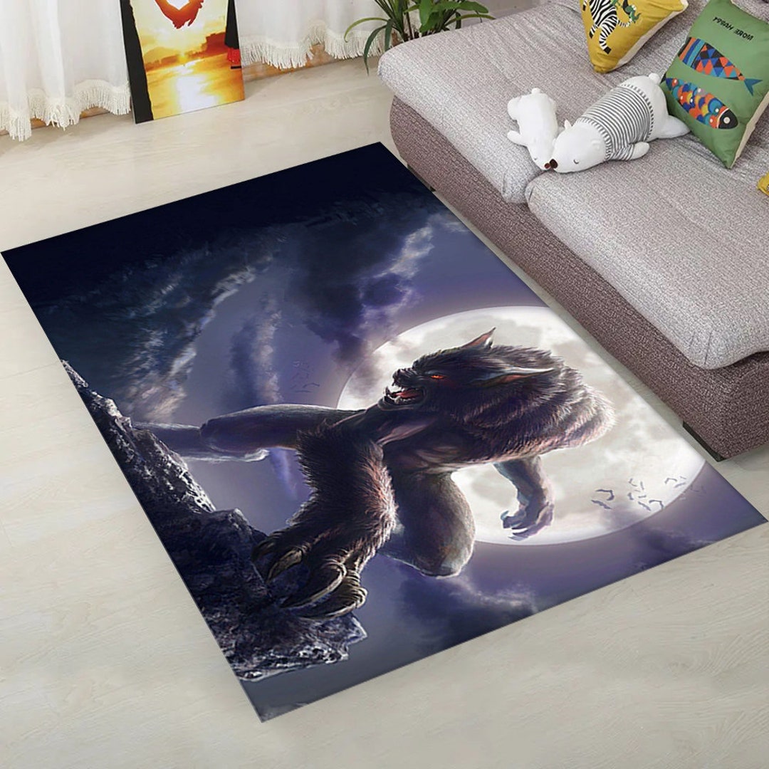 Werewolf Rug, Wolf Rug, Moon Rug, Night Rug, Legend Rug, Gift for Him ...