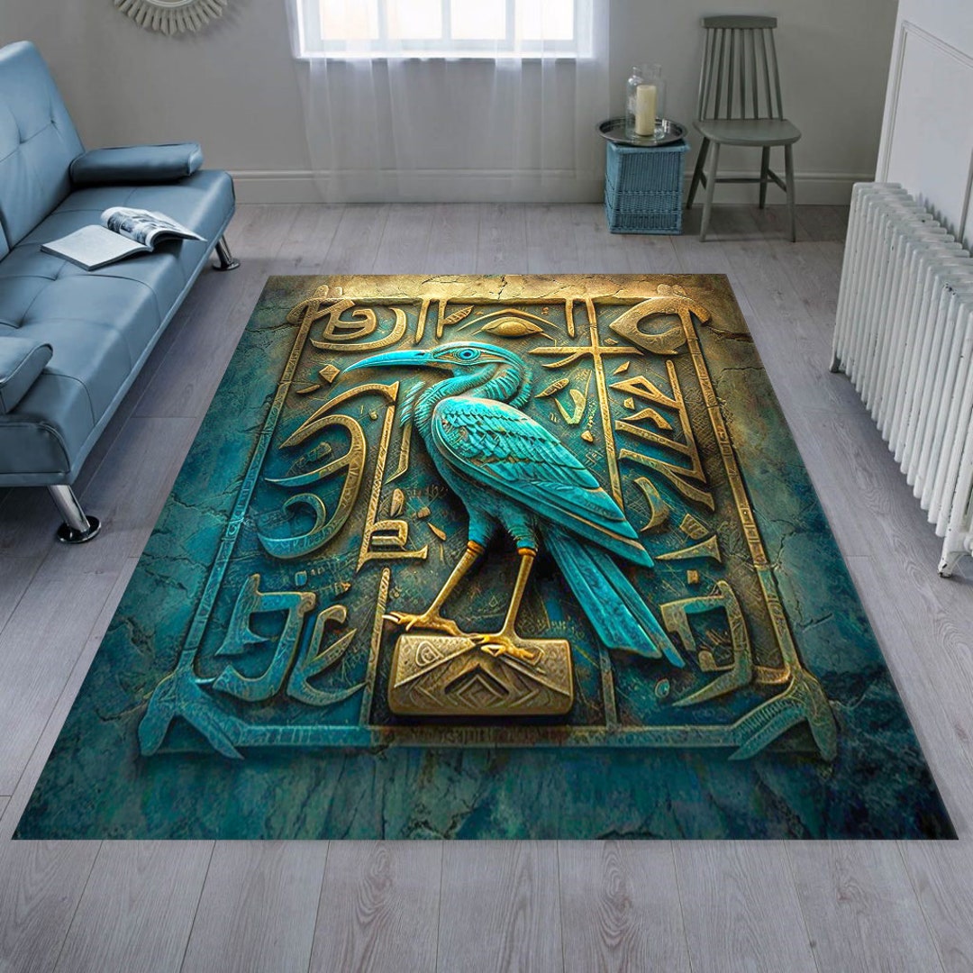 Horus Rug Egyptian Rug Ancient Egypt Rug Hieroglyph Rug Etsy