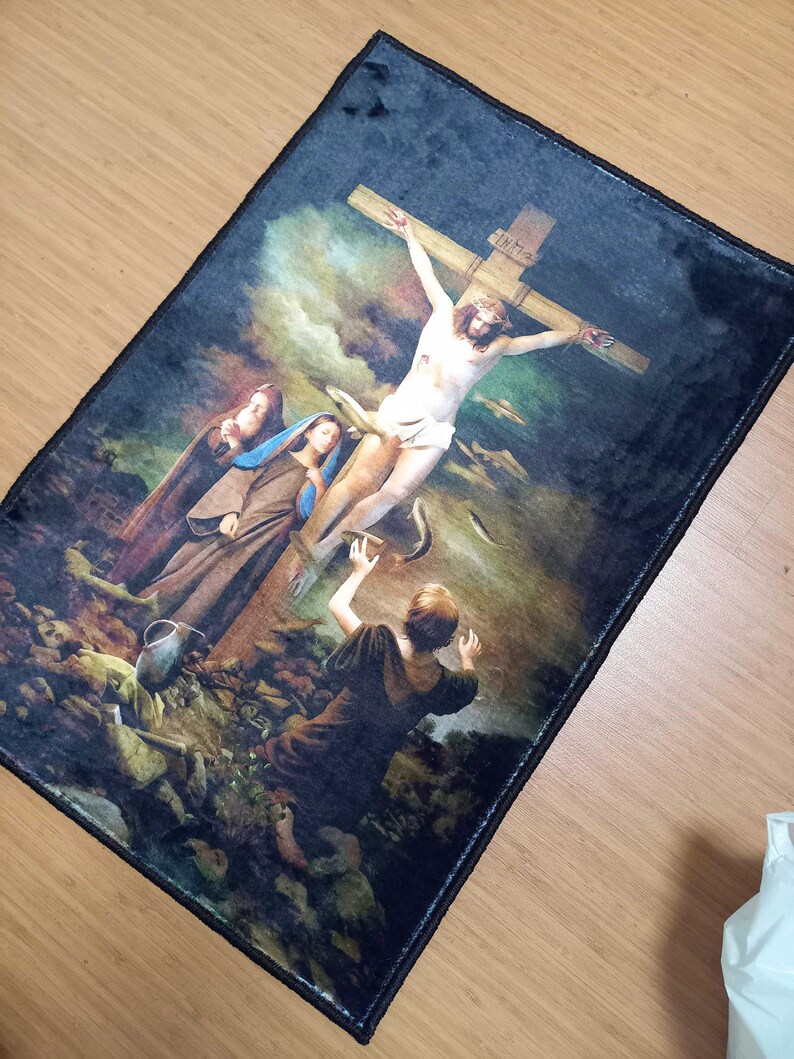 Jesus Rug Cross Rug Christian Rug Messiah Rug Religious Etsy