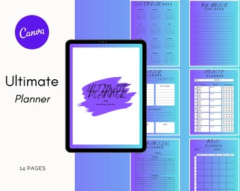Edytowalny Ultimate Planner | Szablon Canva | Planer Purple Ocean dla zapracowanych trenerów