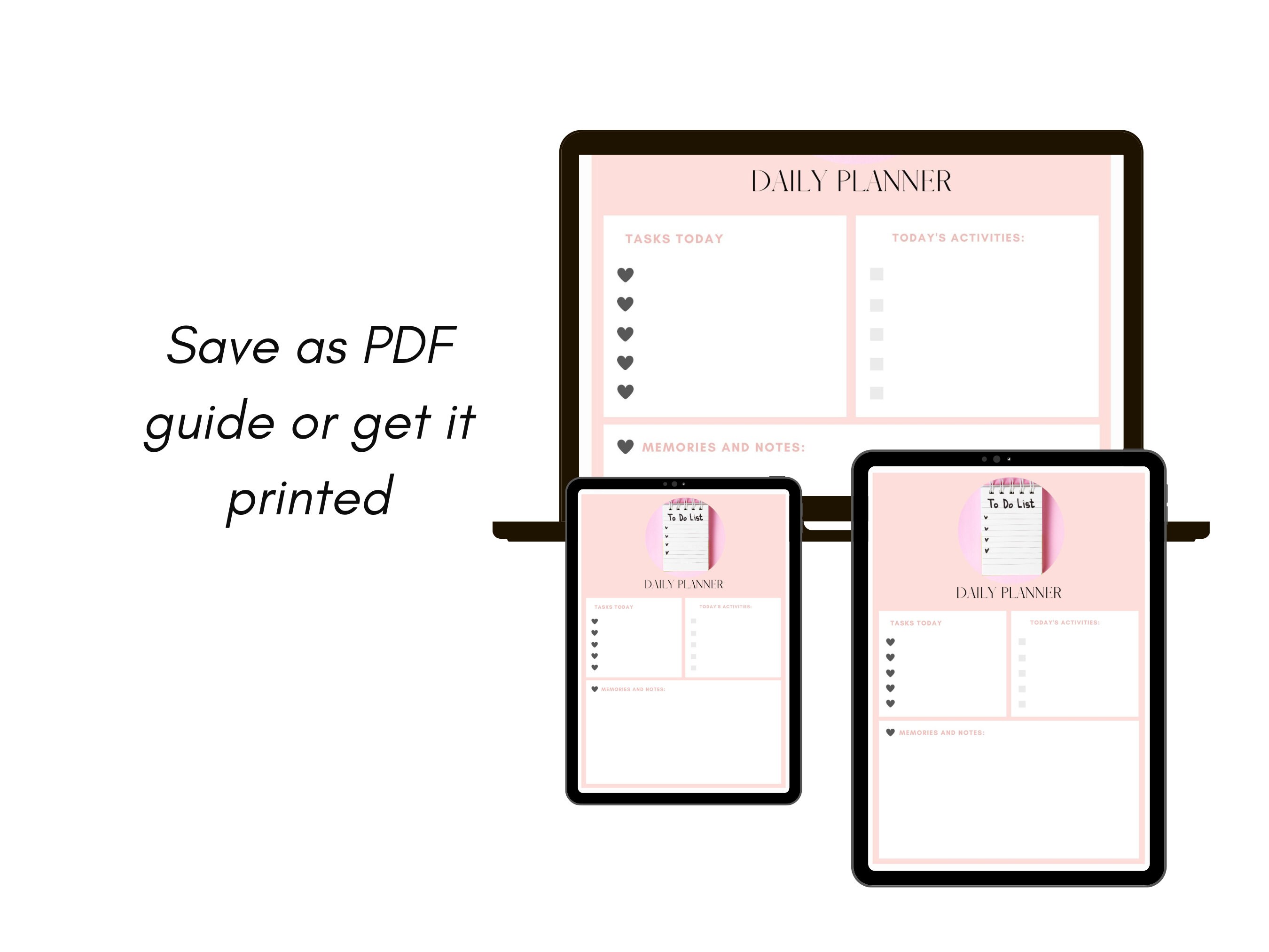 Pink Daily Planner Template | Canva Editable (digital Download) - Etsy