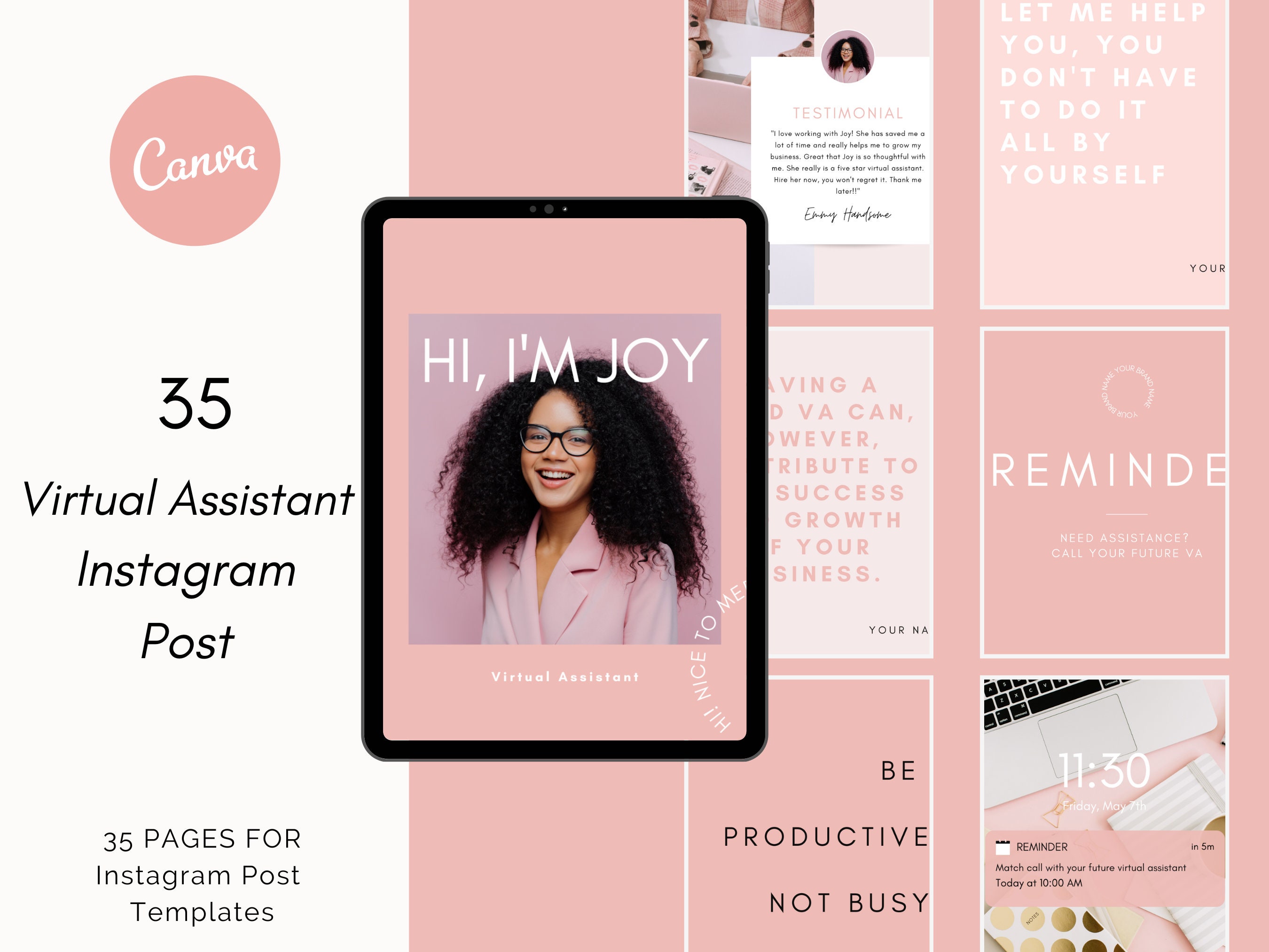 Pink Instagram Post Templates | 35 Canva Social Media Designs (digital ...