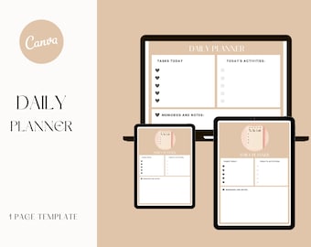 Szablon dziennego planera Sand Daily Planner, edytowalny układ Canva (do pobrania cyfrowego)