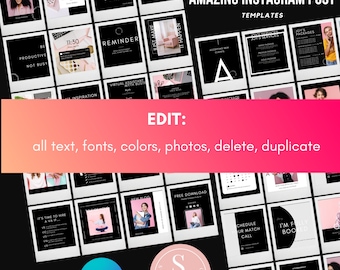 Edytowalne szablony postów na Instagramie | Szablon Leadmagnet | Szablon Canva dla menedżerów mediów społecznościowych | Czarny motyw