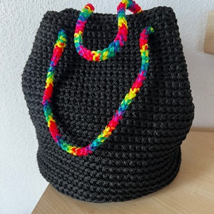 Elegante schwarze Tasche, schwarze Tasche, handgefertigt, originelle Griffe, eine Alltagstasche Bild 6