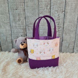 Kindertasche , Mädchentasche , kleine Handtasche für Mädchen, Kinderbeutel, Stofftasche, Balletttasche, kleine Filztasche Kinder, Eule,