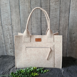 Filztasche creme , Filzshopper, große Handtasche , Henkeltasche, Einkaufstasche, 35x25x15 cm, kreative Muttertagsgeschenke, bunte Farben
