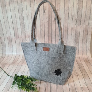 Filztasche grau mit langen Henkeln , Bürotasche , Shopper Tasche,   Schultertasche mit langem Henkel, Henkeltasche