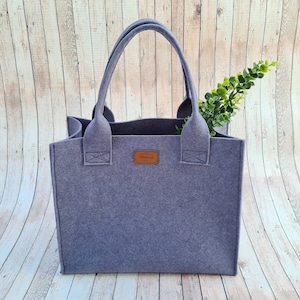 Filztaschen groß , 35cm x 25cm x 15cm, ShopperTasche, Handtasche, Einkaufstasche, Tragetasche, rauchblau