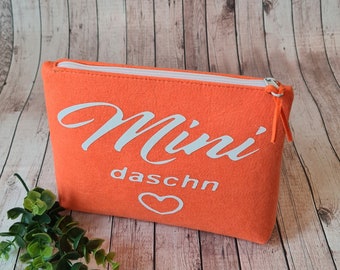 Kosmetiktasche orange " Mini Daschn "  ,  Krimskramstäschchen, Hygienetäschchen ,  Geschenke für die Freundin