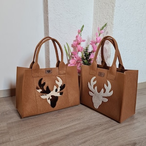 Filztasche groß, Trachtentasche Filz, Tragetasche mit Hirsch, Einkaufstasche, Tasche zur Tracht, Handtasche, Geschenke