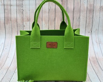 Filztasche klein grün Filzshopper, kleine Handtasche