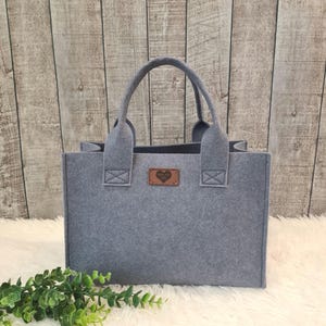 Kleine Filztasche rauchblau , Shoppertasche, Tasche für Damen, Handtasche, Henkeltasche, kleine Einkauftasche , Kindertasche