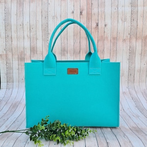 Große Filztasche mit Reißverschluss, 35 x28 x 18 cm, verschiedene Farben, Filzshopper, Bürotasche, Handtasche, Einkaufstasche
