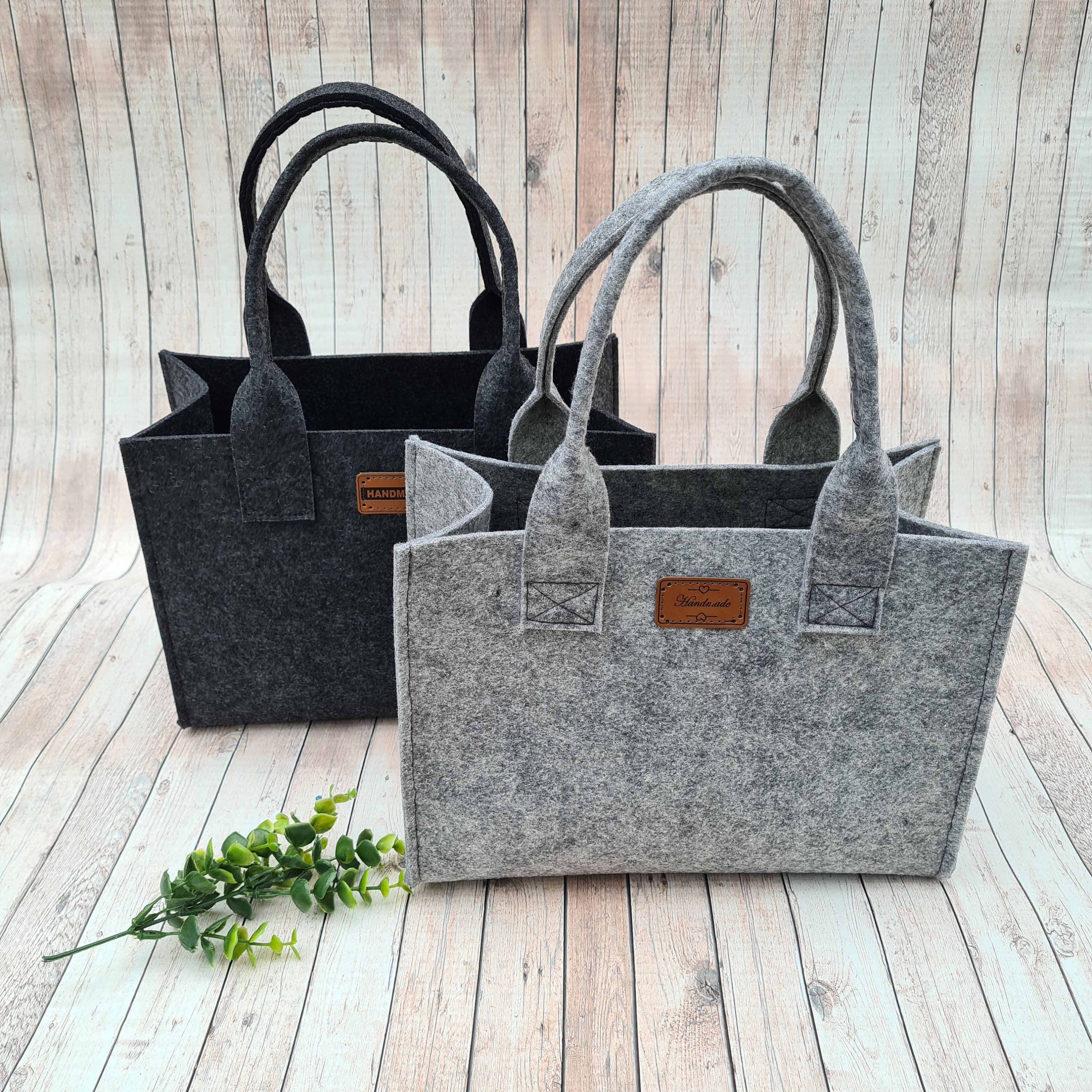 Felt Bags Small, Dark Grey Anthracite, Felt Shopper, Tote