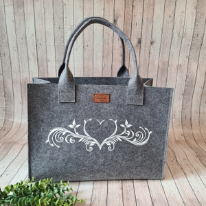 Filztasche mit  Druck, Filzshopper, 40x28x18, Bürotasche,  Handtasche, Henkeltasche, große Einkaufstasche,  Shopper Tasche Damen , Geschenk