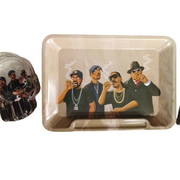 Custom Metal Rolling Tray and Ashtray Combo Set: Stylish Combination of Rolling Accessories - Perfect Gift Ensemble