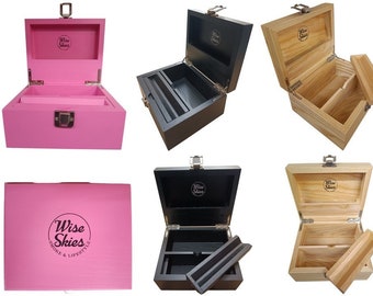 Wise skies Rolling Box Wooden Stash Box Storage Rolling Box Black Bamboo Pink Rolling Box Gift Set