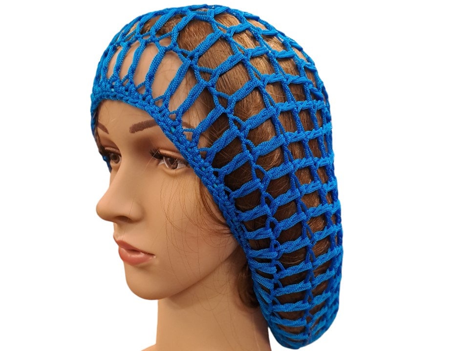 1940s Style Retro ribbon hairnet with classic blue colour
