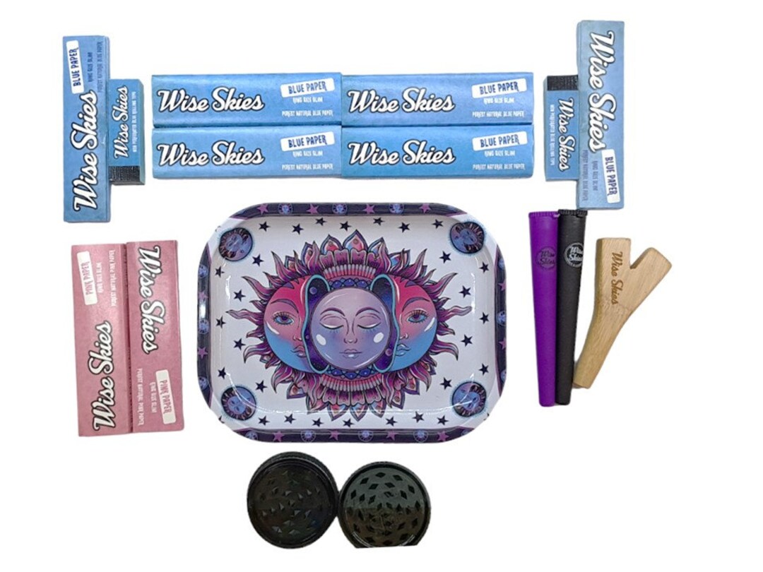 WISE SKIES PINK Large Wooden Rolling Box Storage Smoking Paper