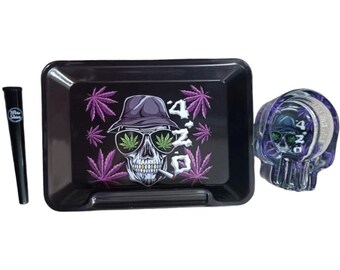 Customised set of metal rolling tray with ashtray combo set attractive combination of rolling accessories gift set