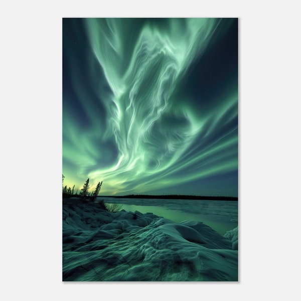 Aurora Borealis Canvas Print, Stunning Northern Lights Wall Art, Nature Photography for Home Decor, Premium Posters, Framed poster