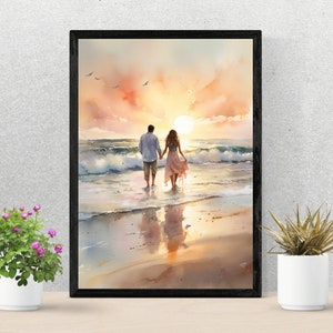 Watercolor Romantic Couple Art Print, Man and Woman Wall Art, Couple Printable Art, Digital Download, Couple Gift, Watercolor Wall Art Print