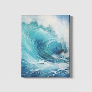 Stampa artistica da parete con onde oceaniche, stampa artistica con onde oceaniche ad acquerello, onda marina, poster con onde, arte con onde oceaniche, download digitale, stampa artistica da parete con acquerelli