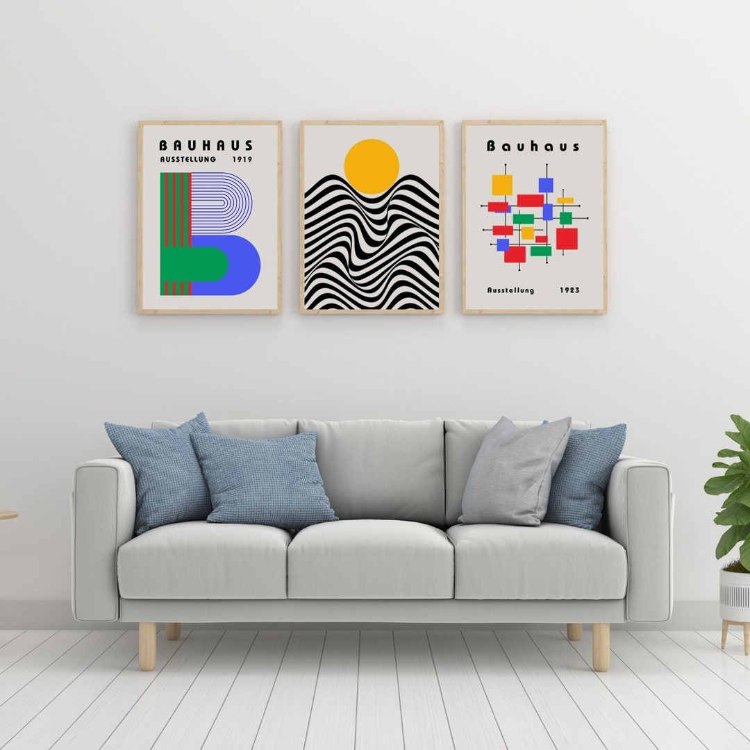 Bauhaus Print Set of 3, Printable Bauhaus Wall Art, Bauhaus Exhibition ...