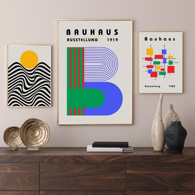 Bauhaus Print Set of 3, Printable Bauhaus Wall Art, Bauhaus Exhibition ...