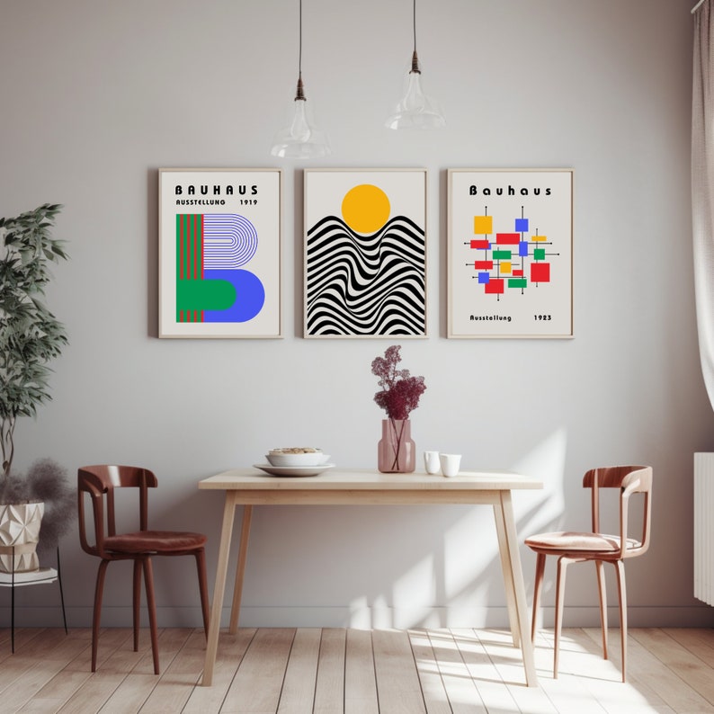 Bauhaus Print Set of 3, Printable Bauhaus Wall Art, Bauhaus Exhibition ...