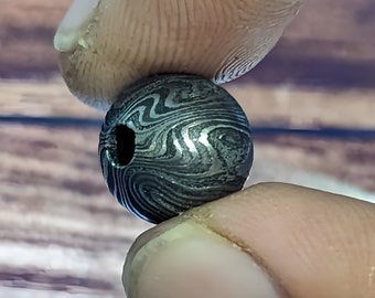 Handmade Damascus Steel Bead: Forged Steel Ball (12mm)