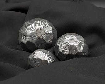 Handmade Hammered Damascus Steel Ball: Desk Decor, Paperweight