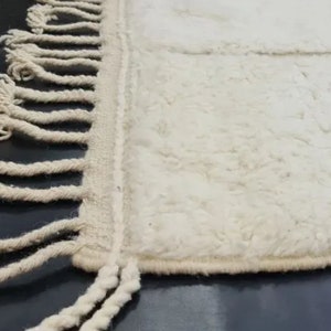 Checkered Moroccan Rug, Hand-Knotted Beni Ourain Wool, Ivory Checkerboard image 4